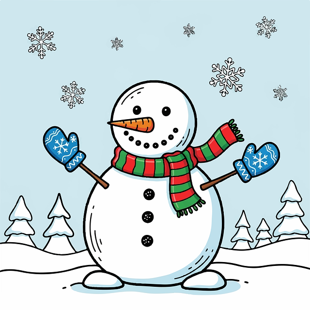 Free snowman doodle carrot vector