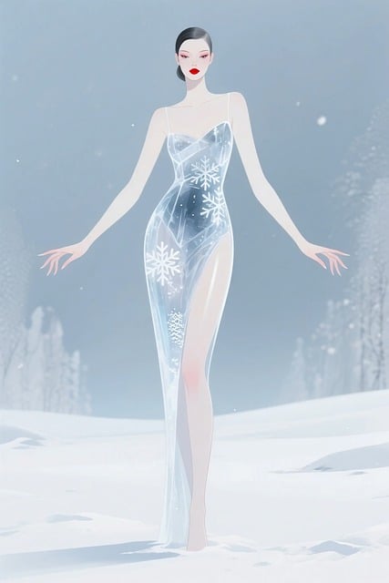 Modeillustration, Eisgöttin, Wintermode