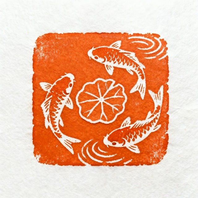 Free koi lotus pond illustration