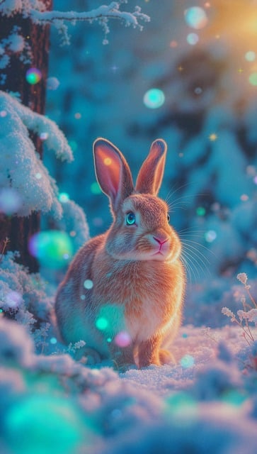 Free rabbit snow christmas illustration