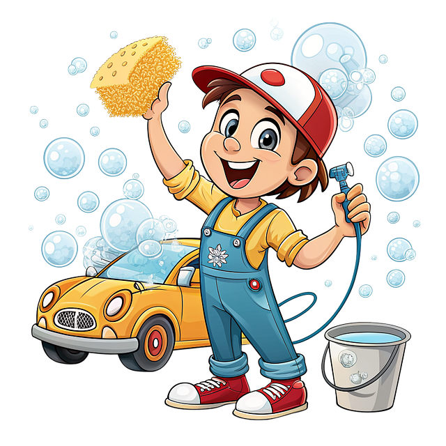 Free boy clean car illustration