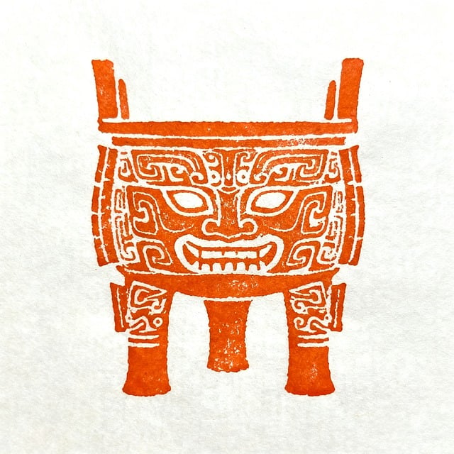Free bronze vessel ding ancient artifact illustration