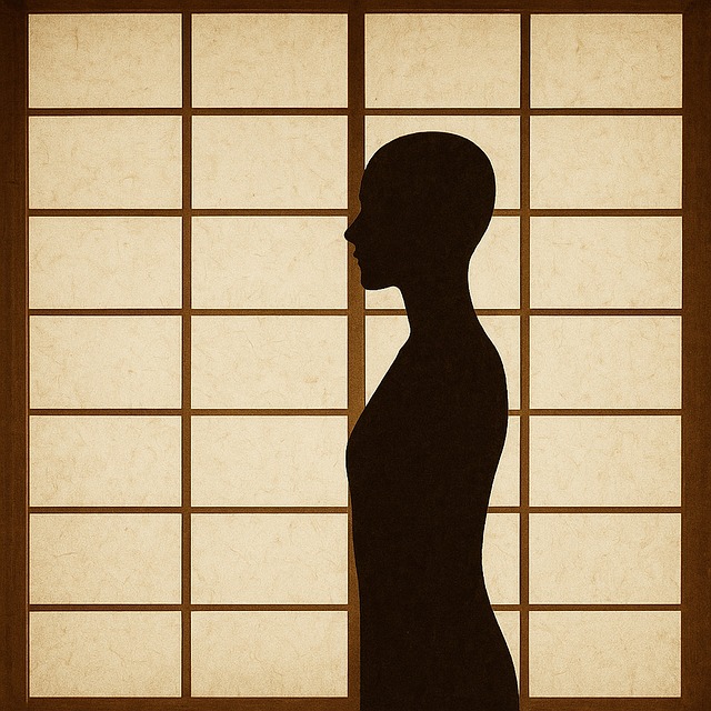 Free shoji silhouette japanese shoji screen posture silhouette illustration