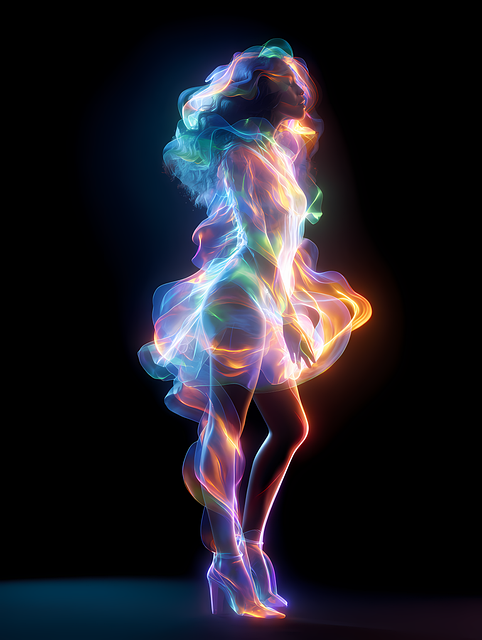 Free Neon Woman Glowing Dress illustration and picture
