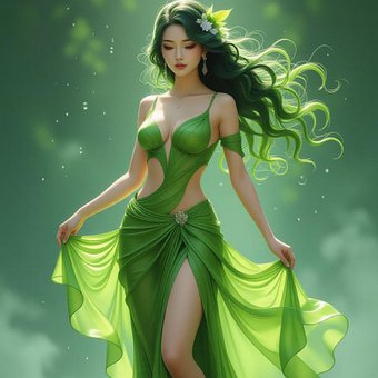 Free Fantasy Woman Green Goddess illustration and picture