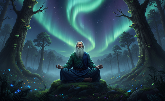 Free Meditation Aurora Borealis illustration and picture