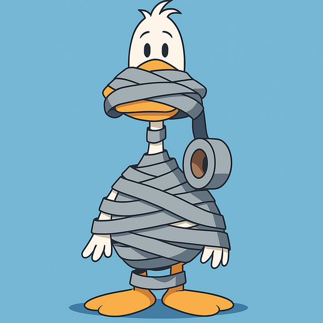 Free duct tape duck funny duck illustration cartoon bird wrapped in tape vector