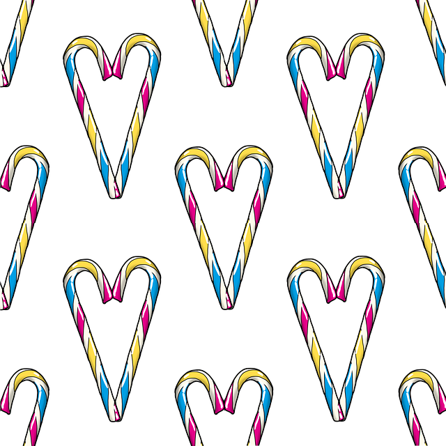 Free candy canes hearts christmas illustration