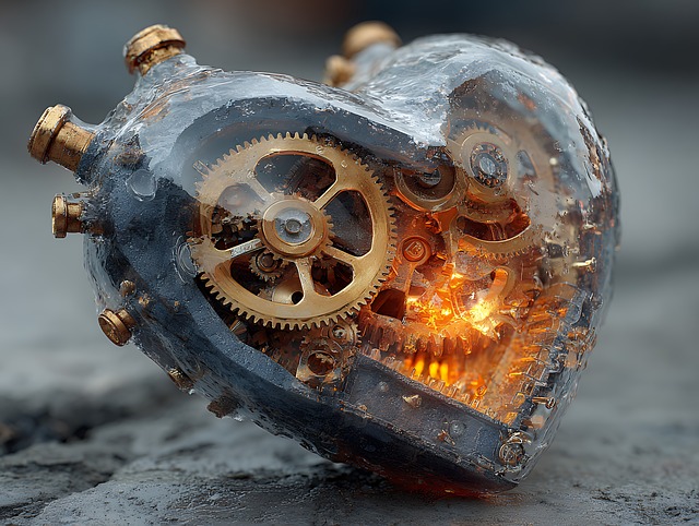 Free heart steampunk gears illustration
