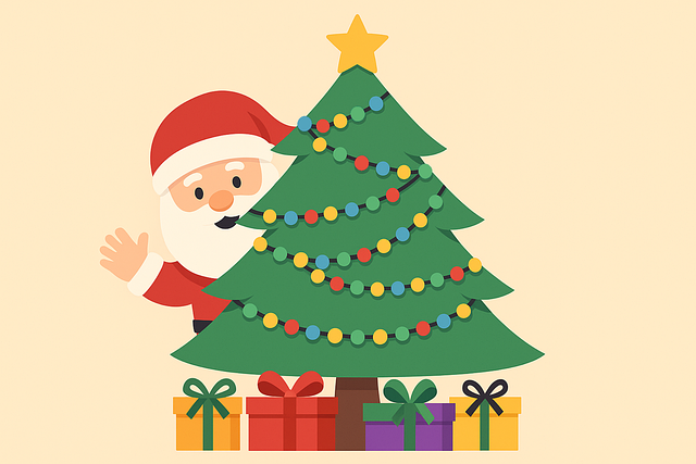 Free christmas santa claus christmas tree vector
