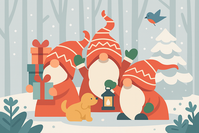 Free christmas gnomes winter illustration