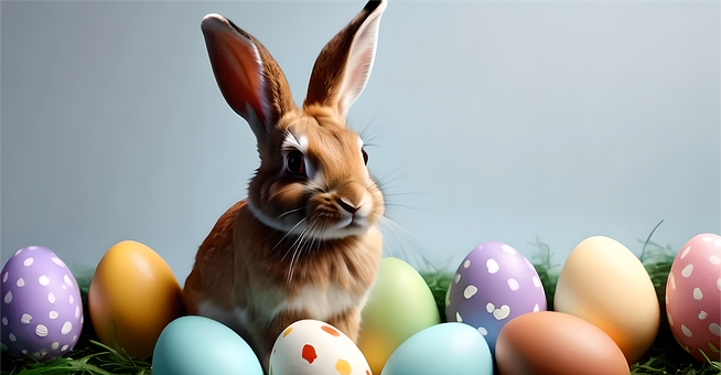 Free Easter Bunny Easter Eggs illustration and picture