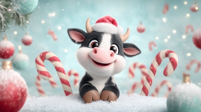 Free calf christmas cow illustration