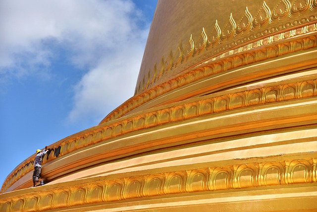 Chrám, Buddhismus, Zlatá, Malba, Myanmar