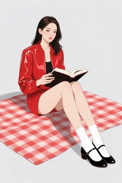 Free reading girl fashion illustration red jacket illustration