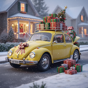 Free Car Christmas illustration and picture