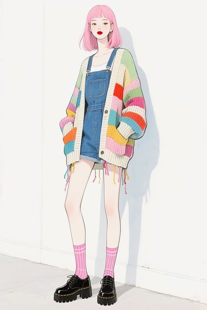 Free pastel fashion pink hair bob haircut illustration
