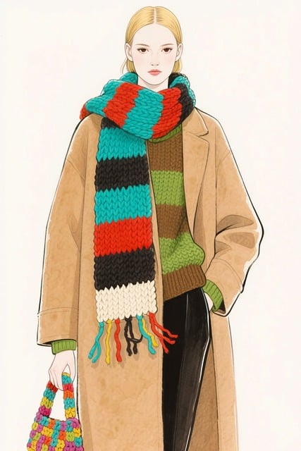 Free winter fashion chunky scarf colorful scarf illustration