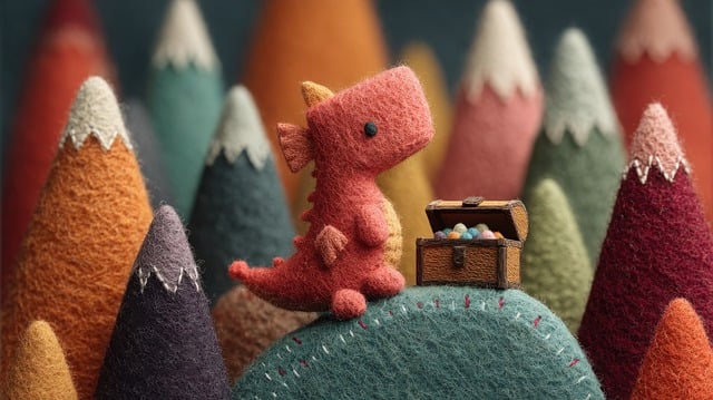 Free dragon red felt illustration