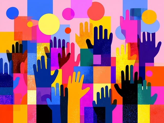 Free hands diverse group illustration