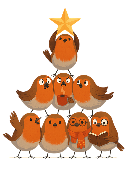 Free robins birds christmas illustration