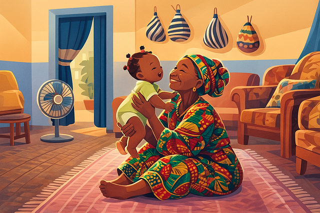 Nigerianische Großmutter, Oma, Baby
