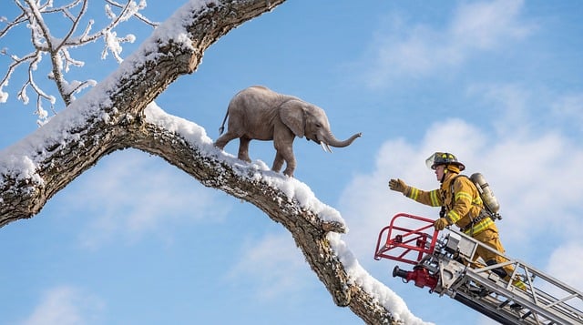 Free surreal rescue firefighter illustration