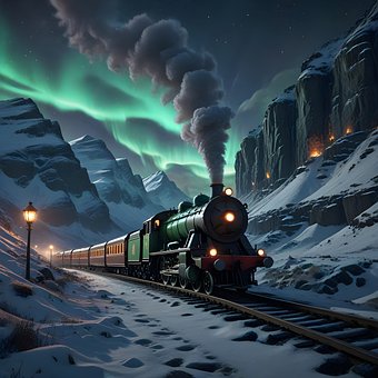 Tren, Ferrocarril, Invierno, Paisaje