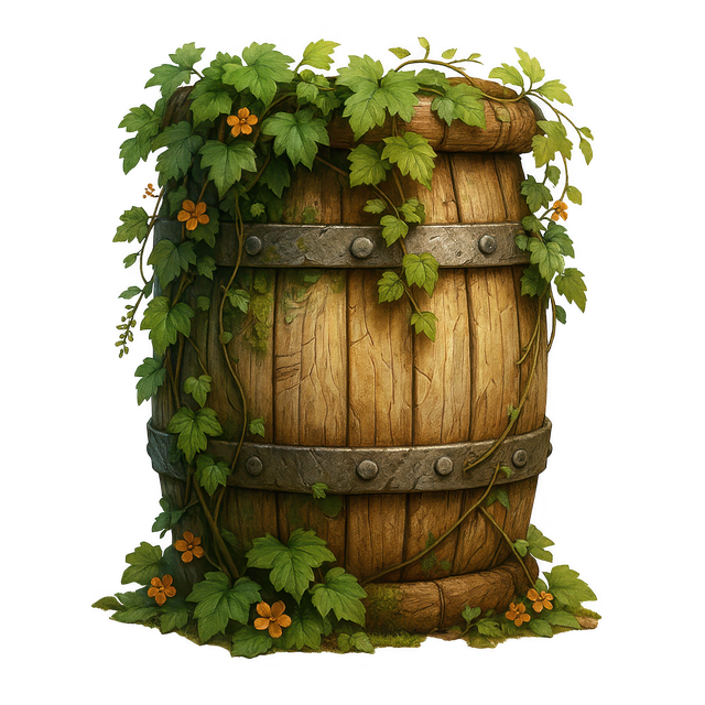 Free barrel wood vine illustration