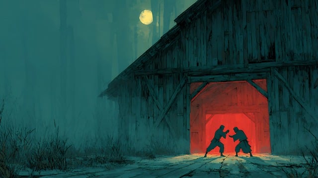 Free fight fighting barn illustration