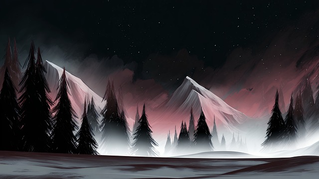 Free mountains snow forest illustration