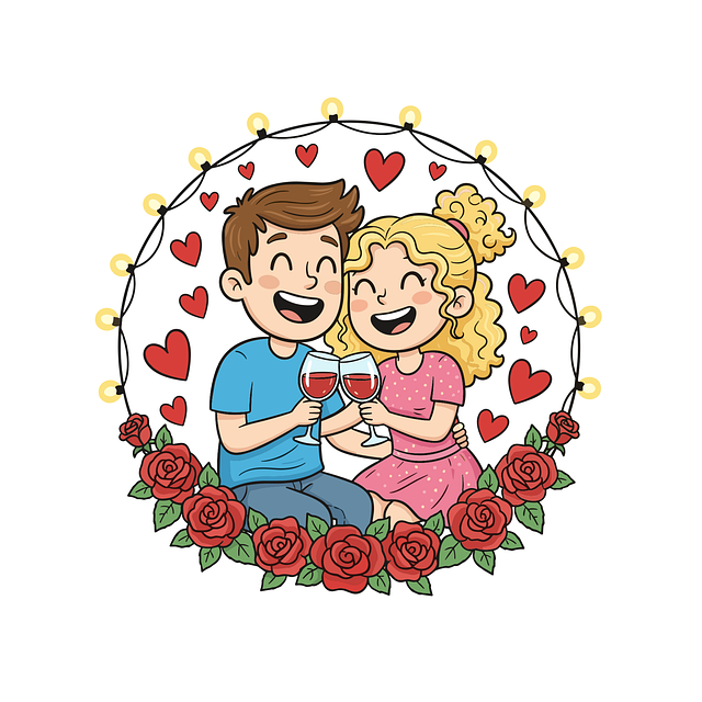 Romantisk Par, Valentinsdagsillustration