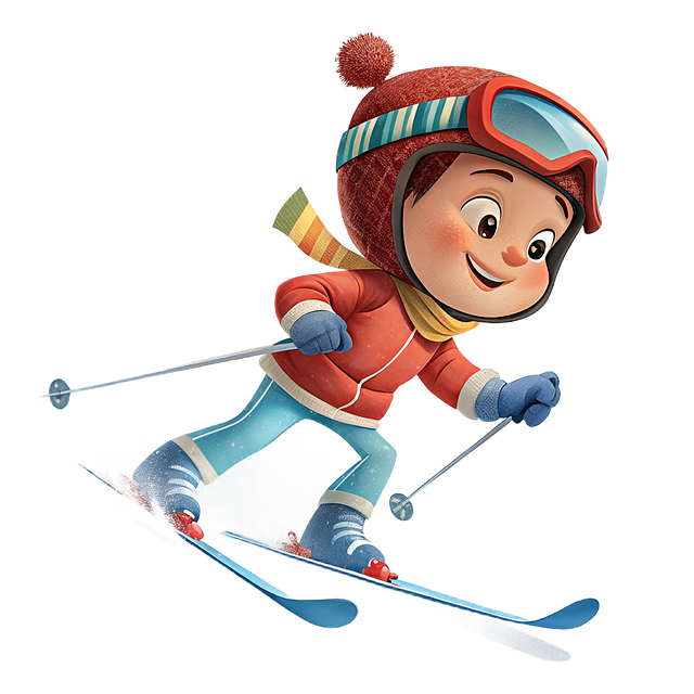 Free child smile skiing illustration