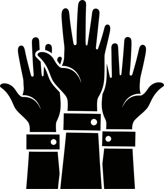 Free hands raised hands wrists vector