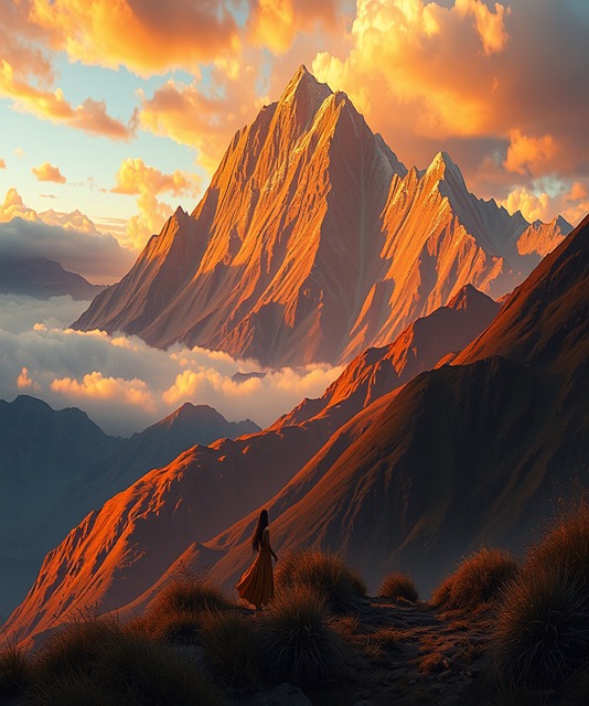 Berge, Gipfel, Sonnenuntergang, Wolken