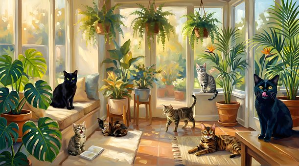Кошки, Черный Кот, Бенгальский Кот