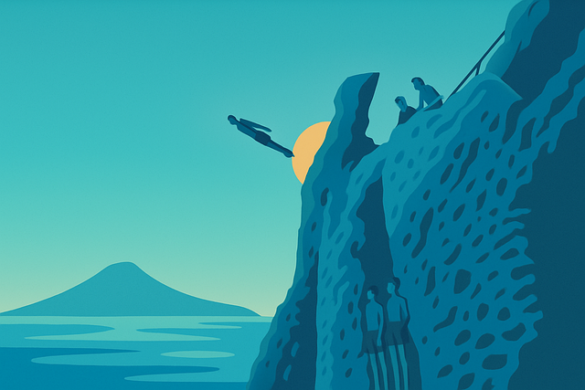 Free cliff diving diving sea vector