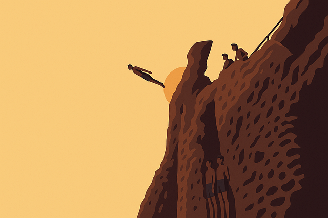 Free cliff diving diving sea vector