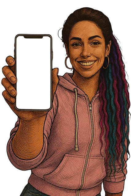 Free woman smartphone holding phone vector