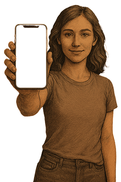 Free woman illustration smartphone mockup blank screen phone vector