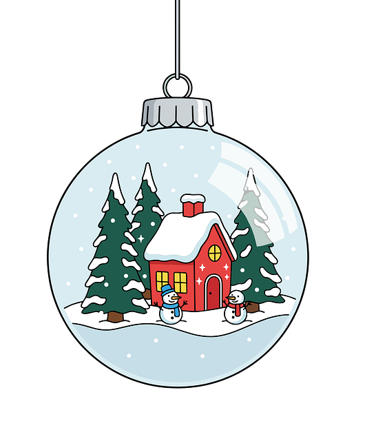 Free christmas decoration snow globe winter scene vector