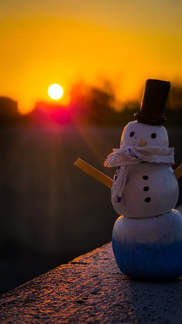 Vinter, Solnedgang, Snemand, Jul