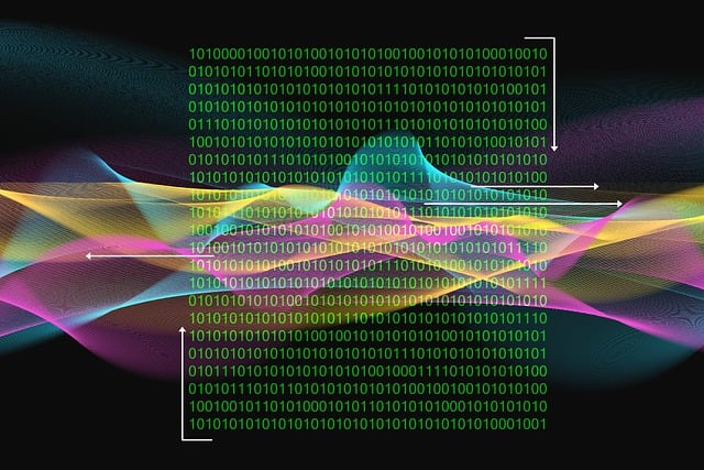 Free digital art binary code quantum computing illustration