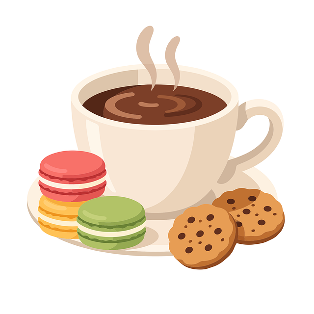 Free hot chocolate coffee cup cookies illustration vector