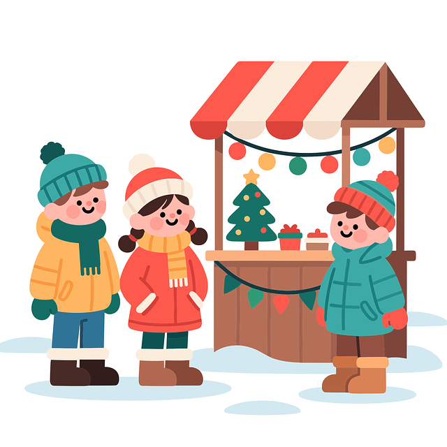 Free christmas market holiday fair festive booth vector