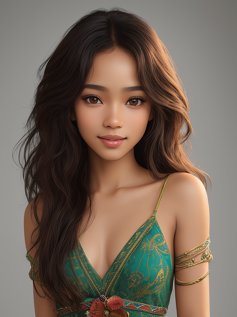 Free young woman portrait realistic style illustration