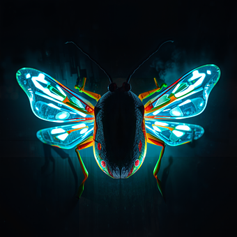 Free Glowing Insect Neon Wings illustration and picture