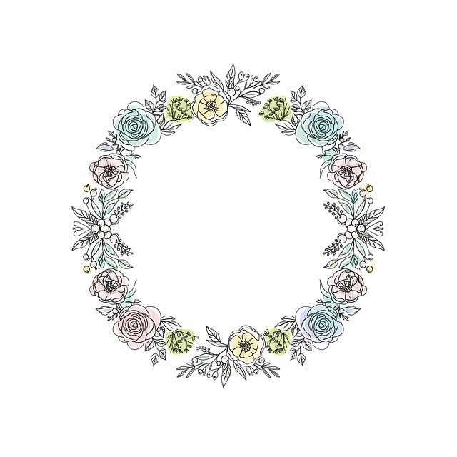 Free drawing wreath floral wreath circular design illustration