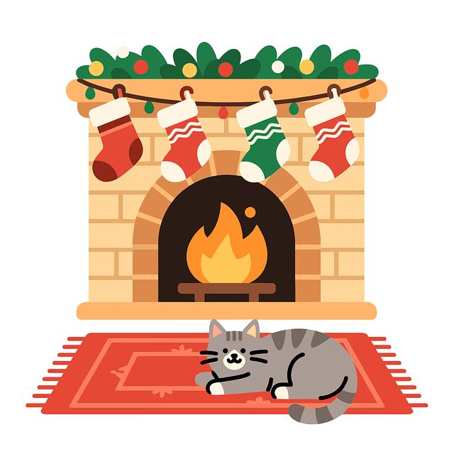 Free christmas fireplace cozy winter scene holiday interior illustration