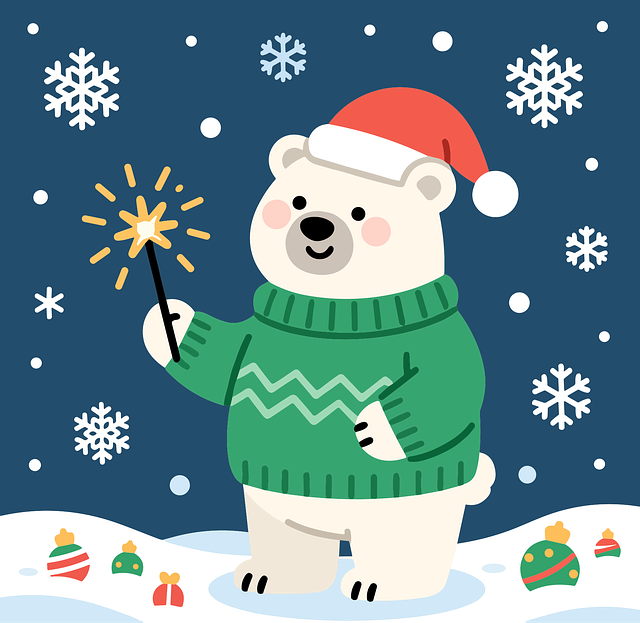 Free christmas bear cute polar bear festive illustration vector
